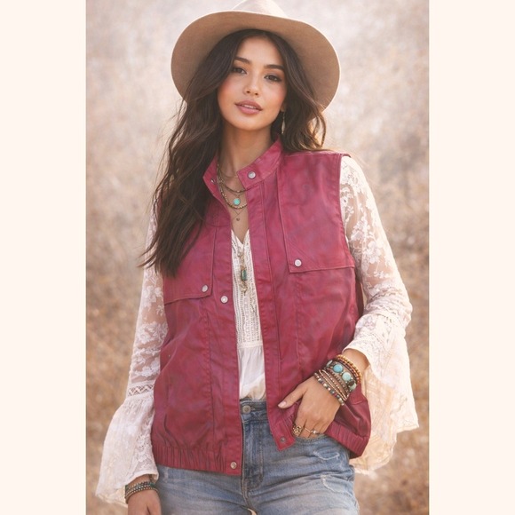 Tomboy Jackets & Blazers - Vintage LeSport Tomboy Pink 100% Cotton Snap Button Boho Y2K Vest Women's Size 9